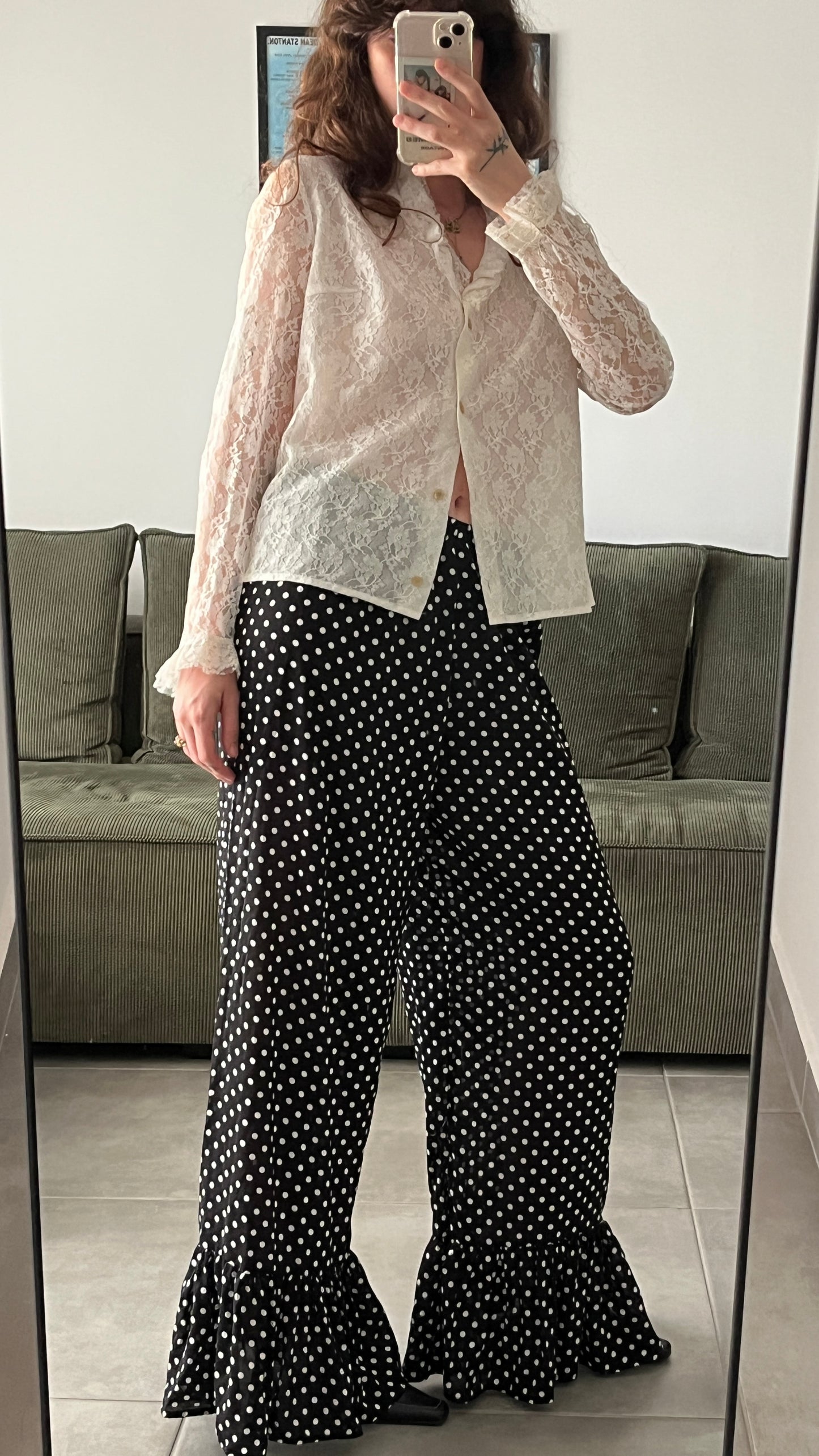 Handmade Polka-Dot Ruffle Pants