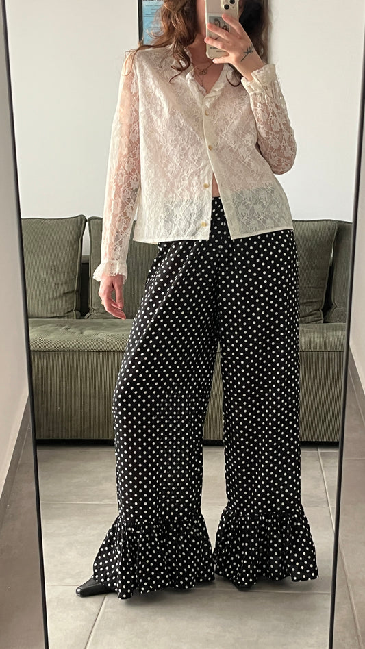 Handmade Polka-Dot Ruffle Pants