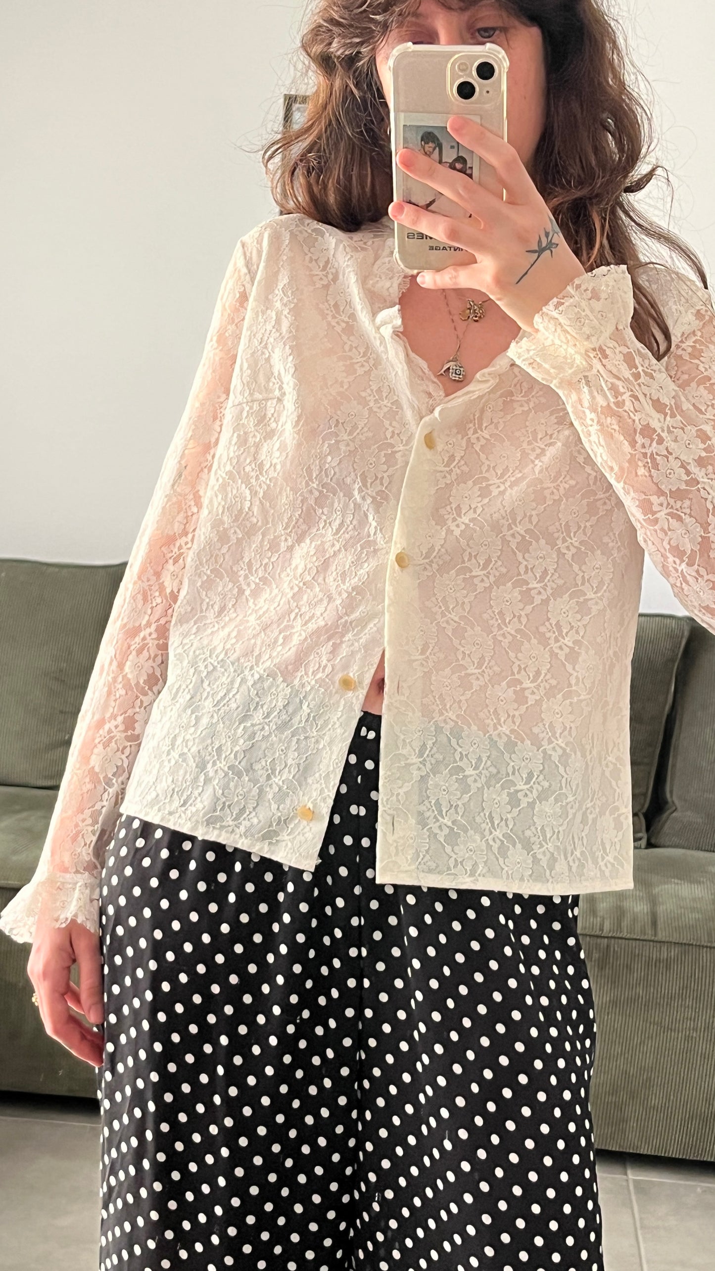 Lace Button-Down Blouse