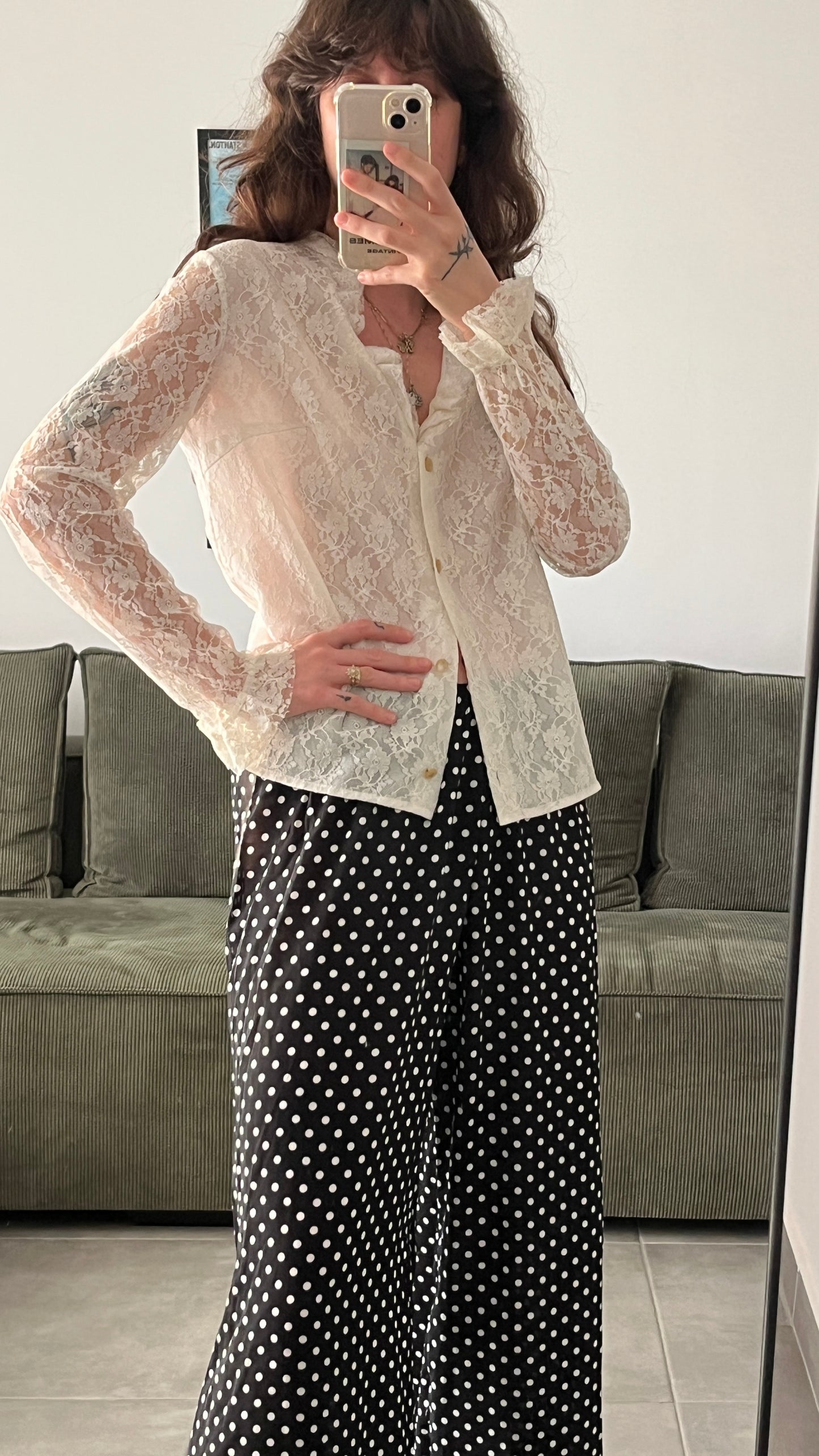 Lace Button-Down Blouse