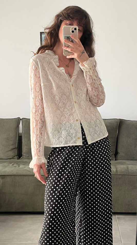 Lace Button-Down Blouse