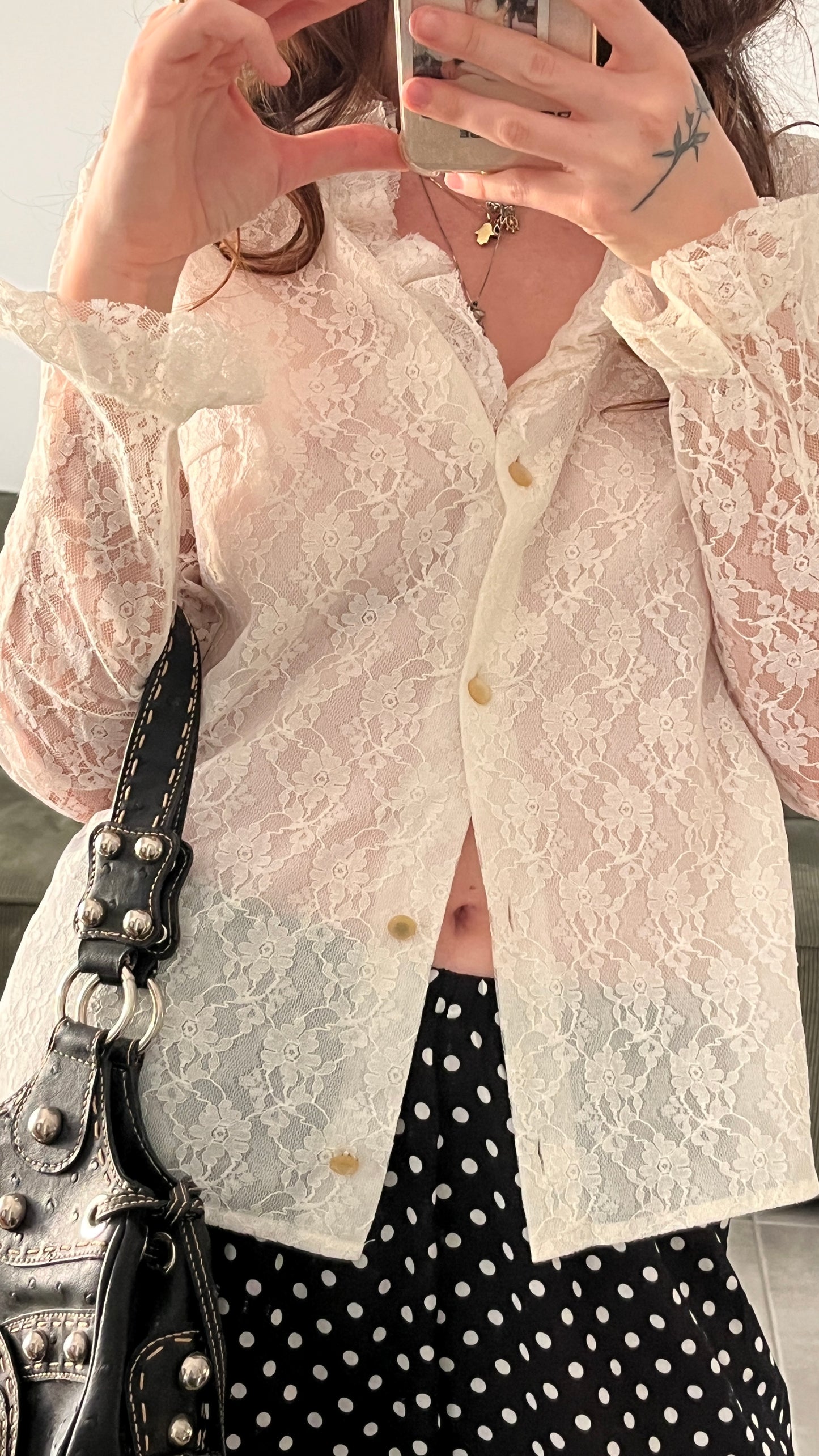Lace Button-Down Blouse