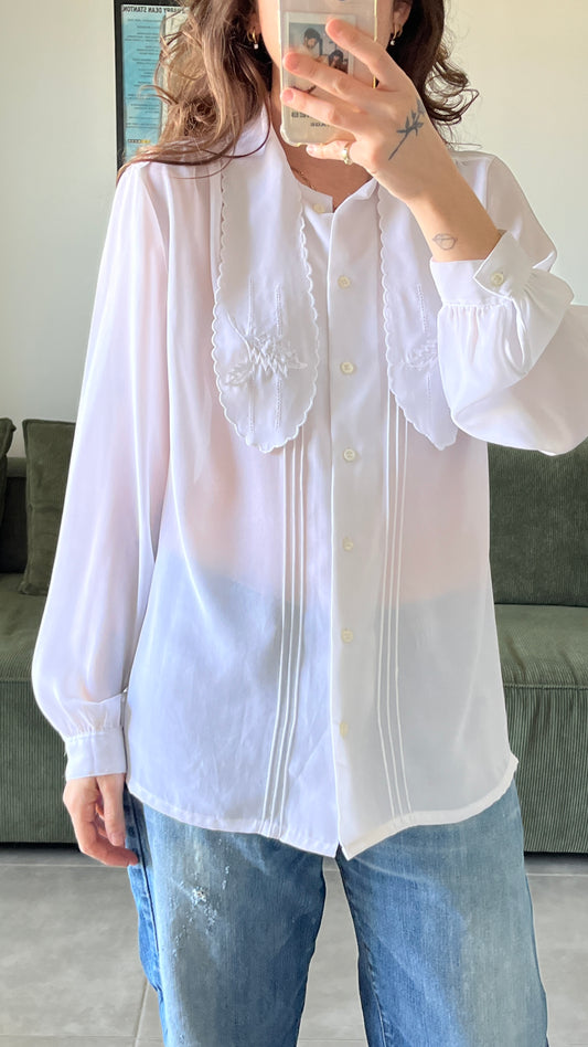 Embroidered Collar Button-Down Shirt