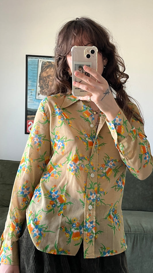 70s Floral Button-Down Shirt