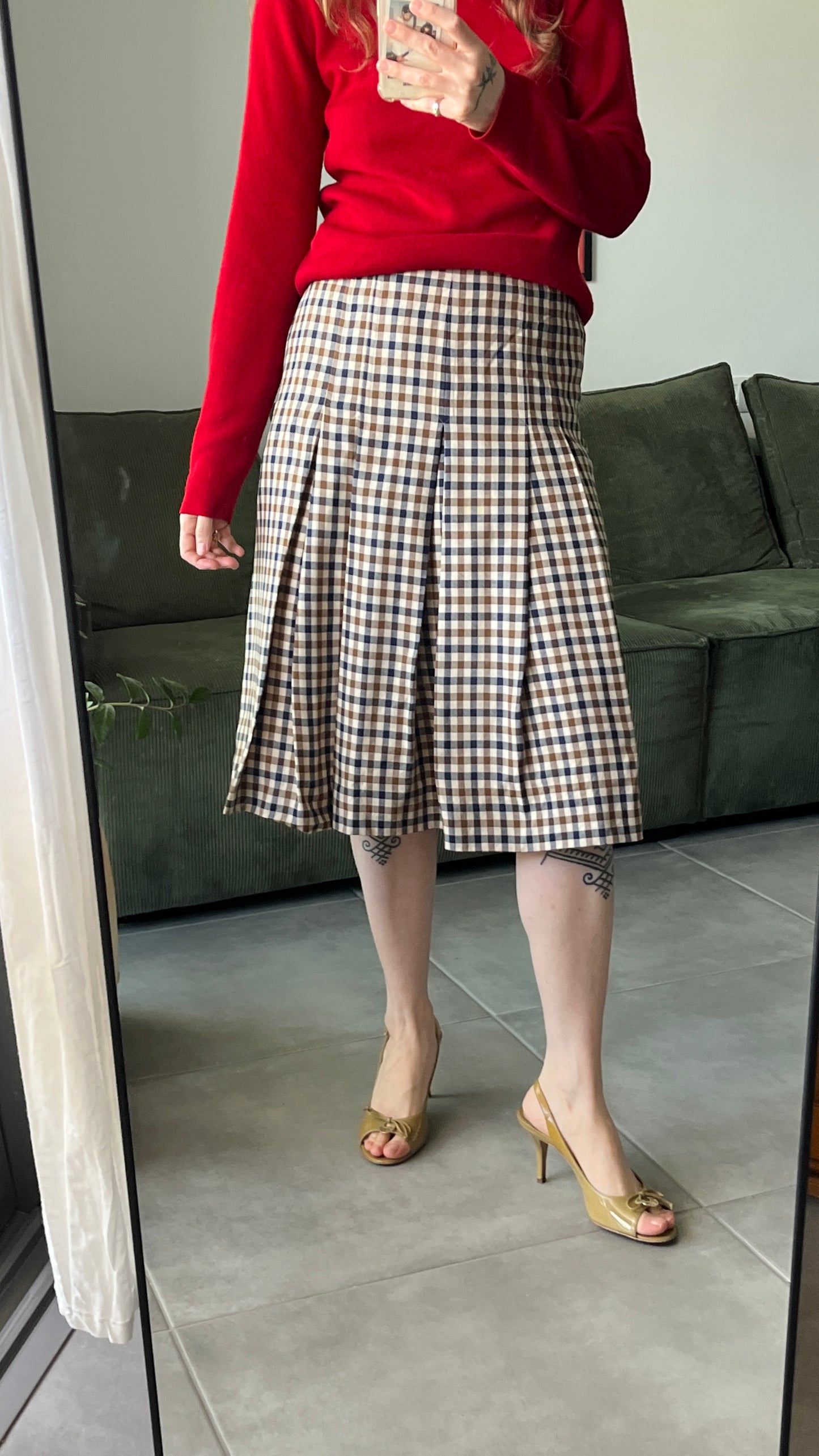 Pleated Check Skirt 70s