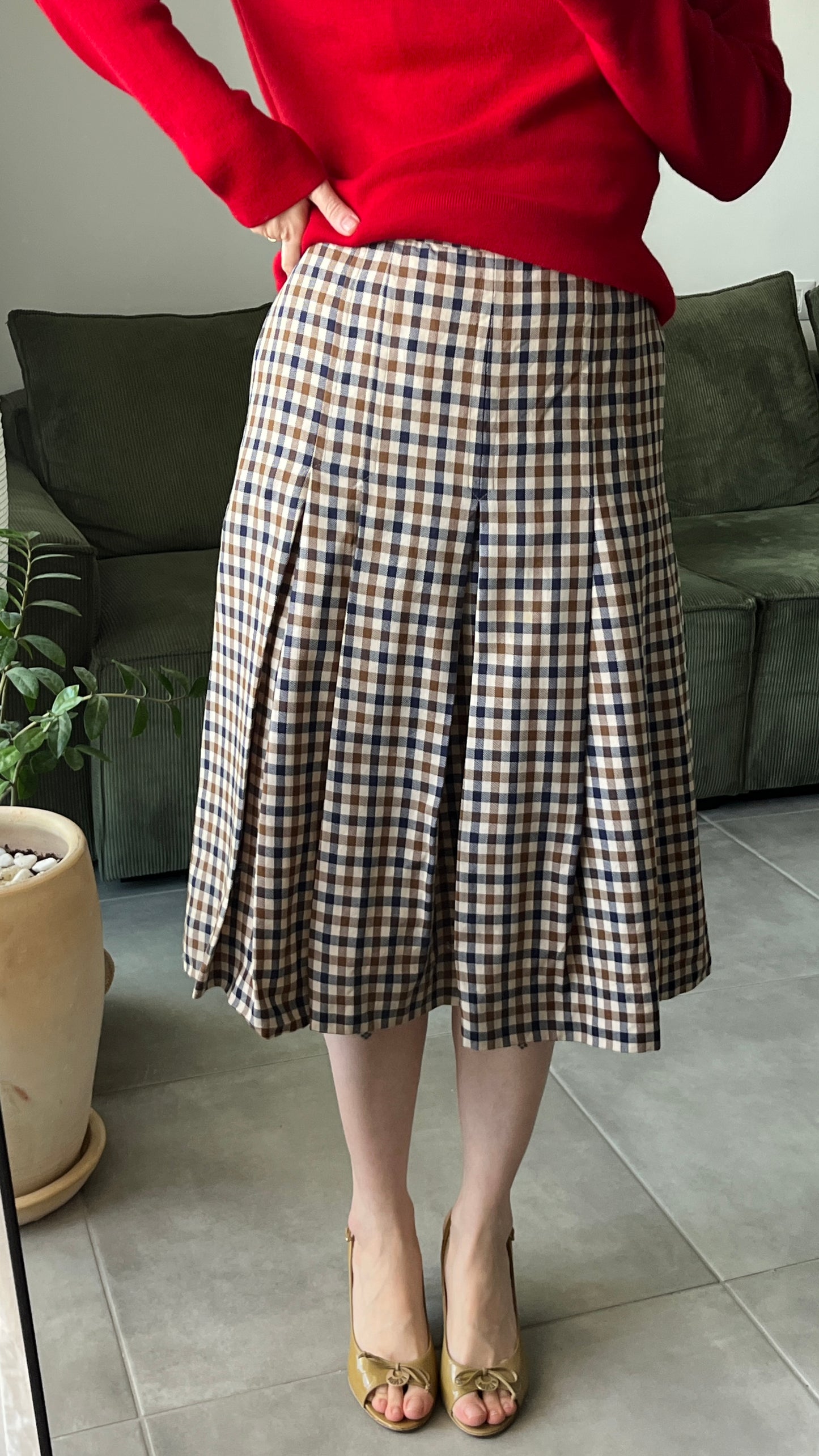 Pleated Check Skirt 70s