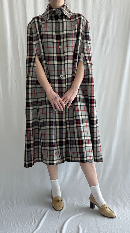 Plaid Wool Cape