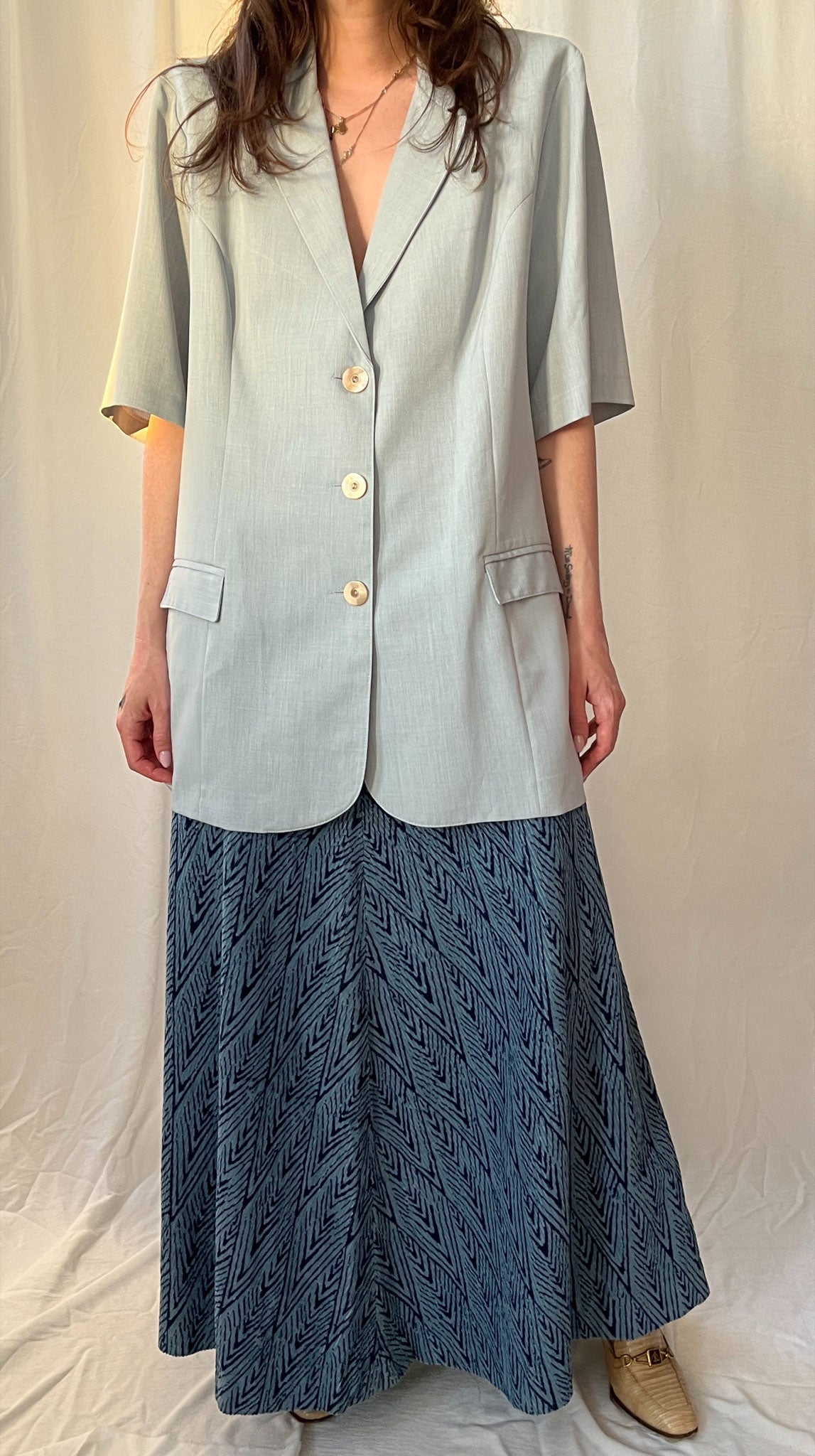 Light Blue Short-Sleeve Jacket