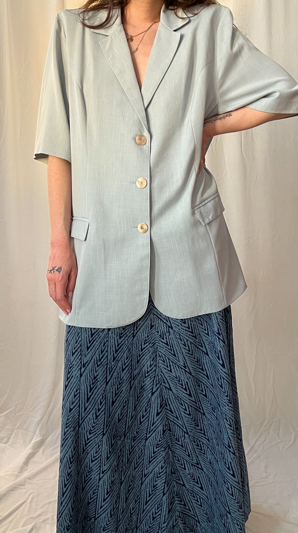 Light Blue Short-Sleeve Jacket