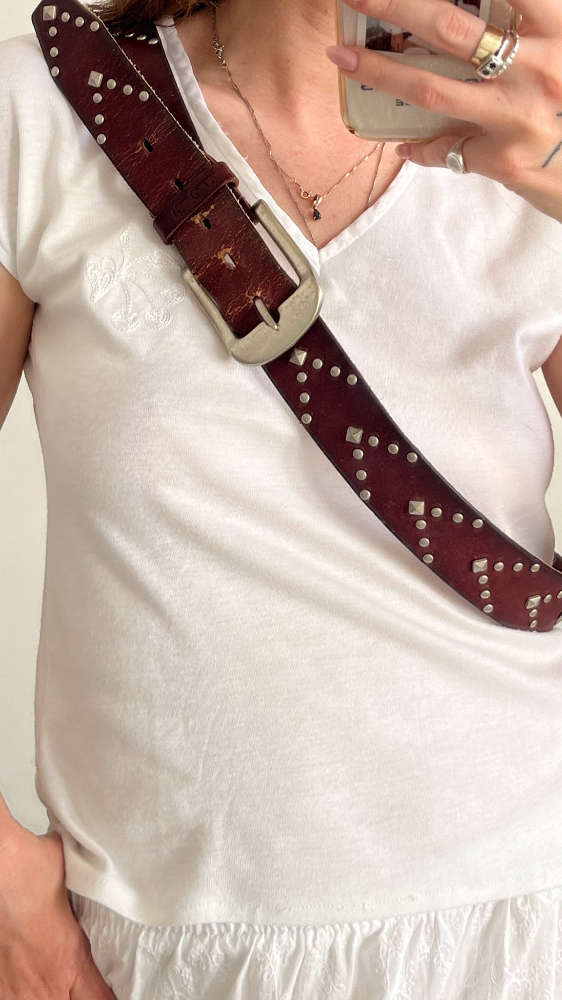 Leather Studded Belt by Pierre Cardin