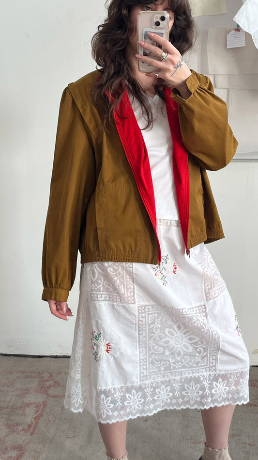 Thin Brown and Red Jacket