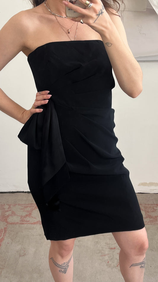 Black Strapless Mini Evening Dress by Nipon Night 80s