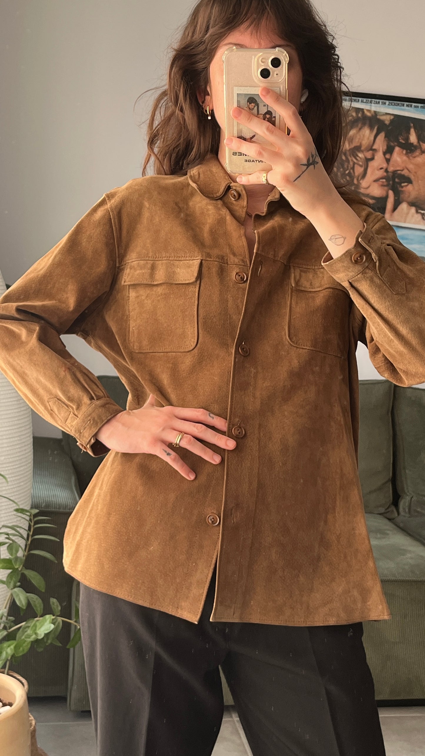 Suede Jacket Shirt Beged Or