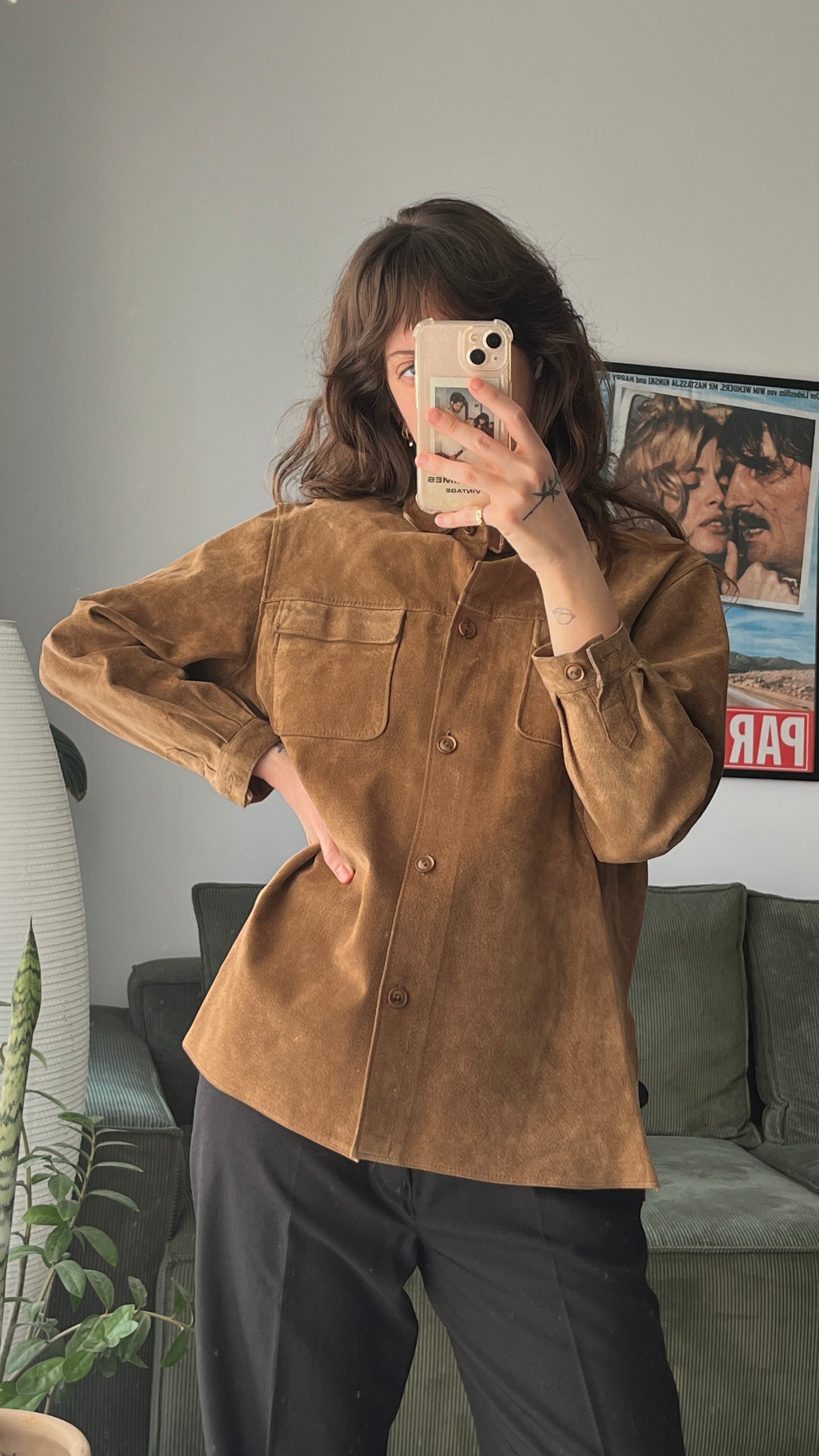 Suede Jacket Shirt Beged Or