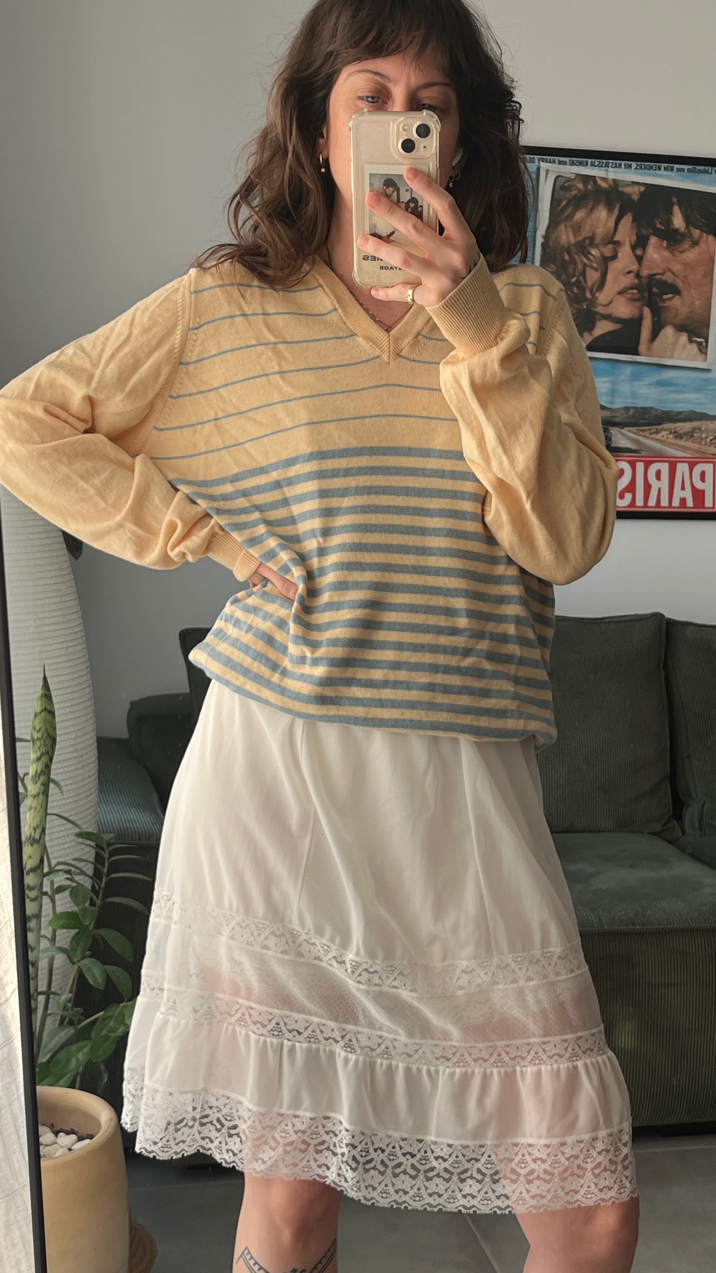 Thin Striped V-Neck Sweater