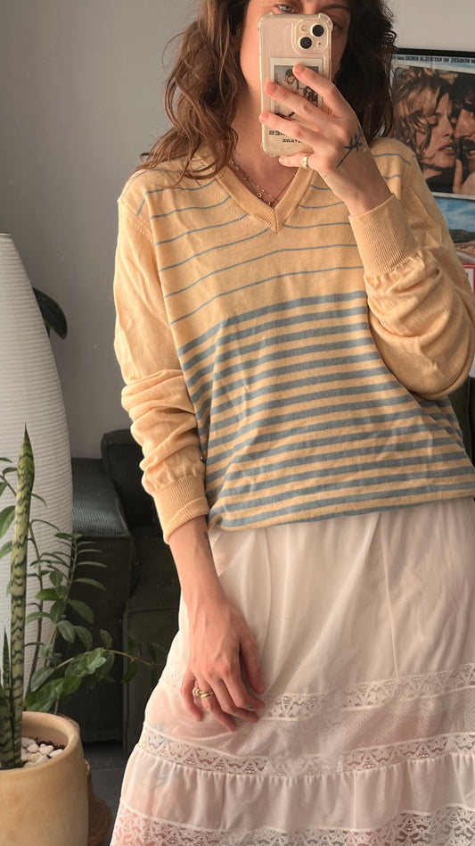 Thin Striped V-Neck Sweater