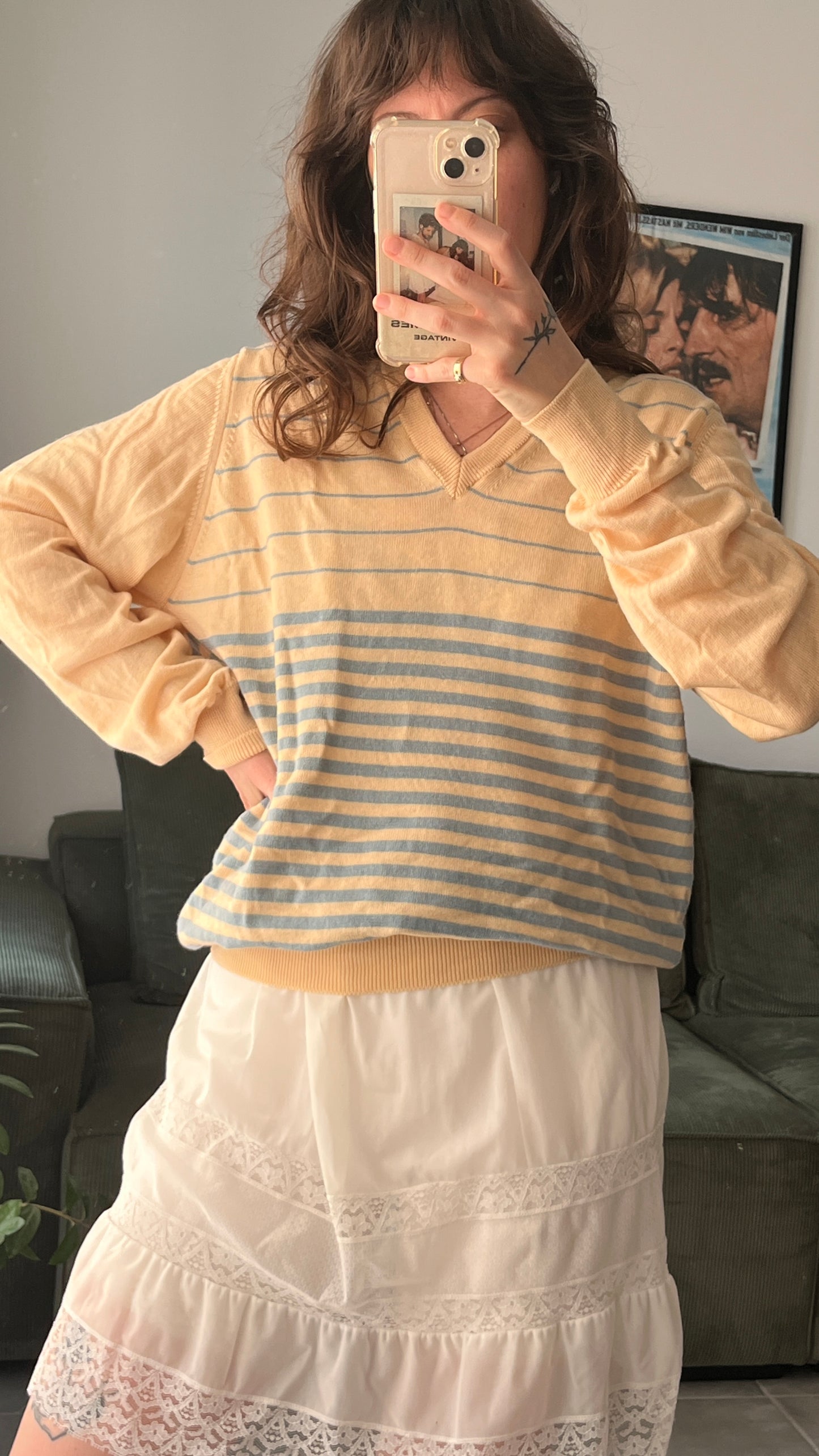 Thin Striped V-Neck Sweater