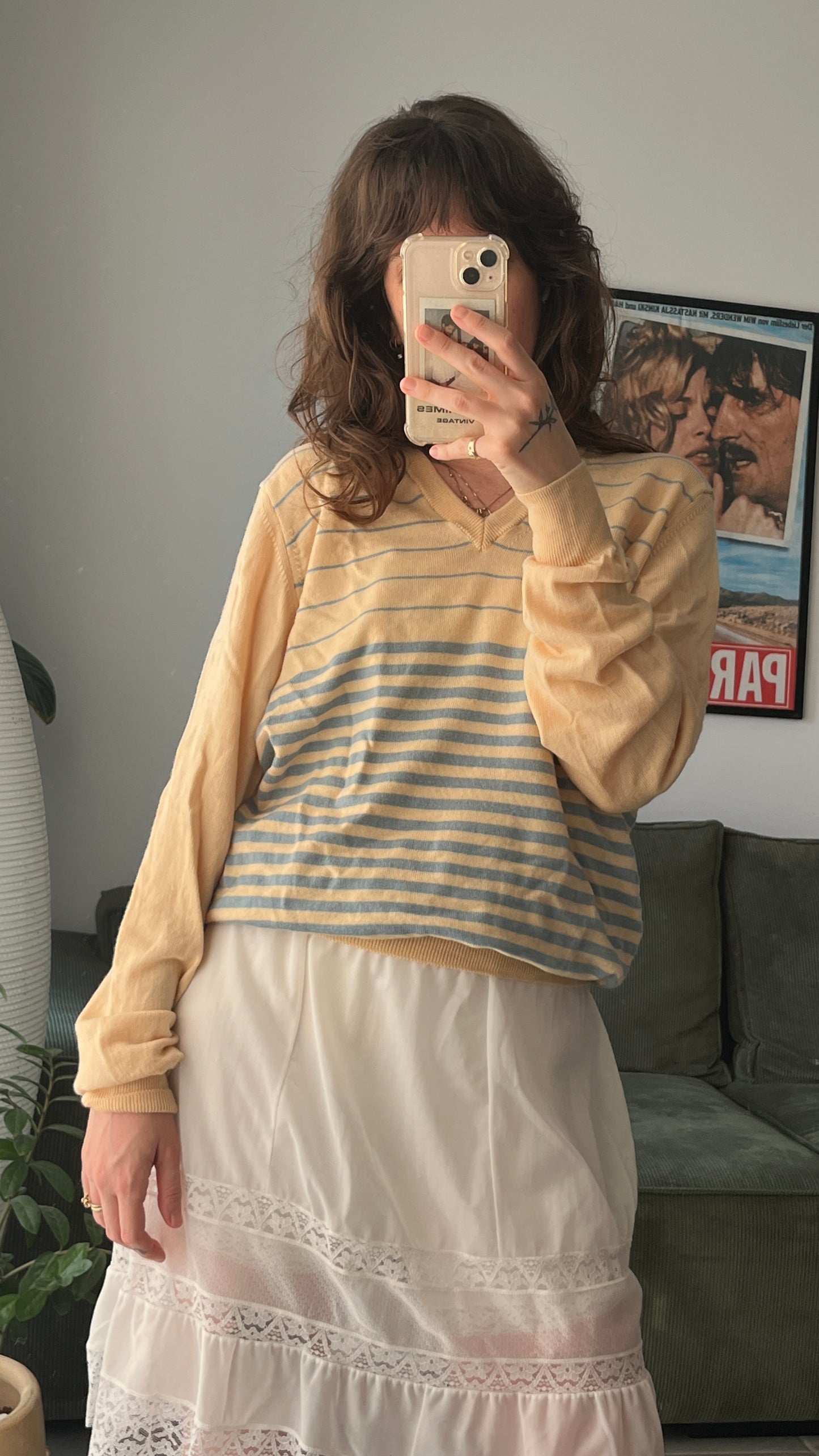 Thin Striped V-Neck Sweater