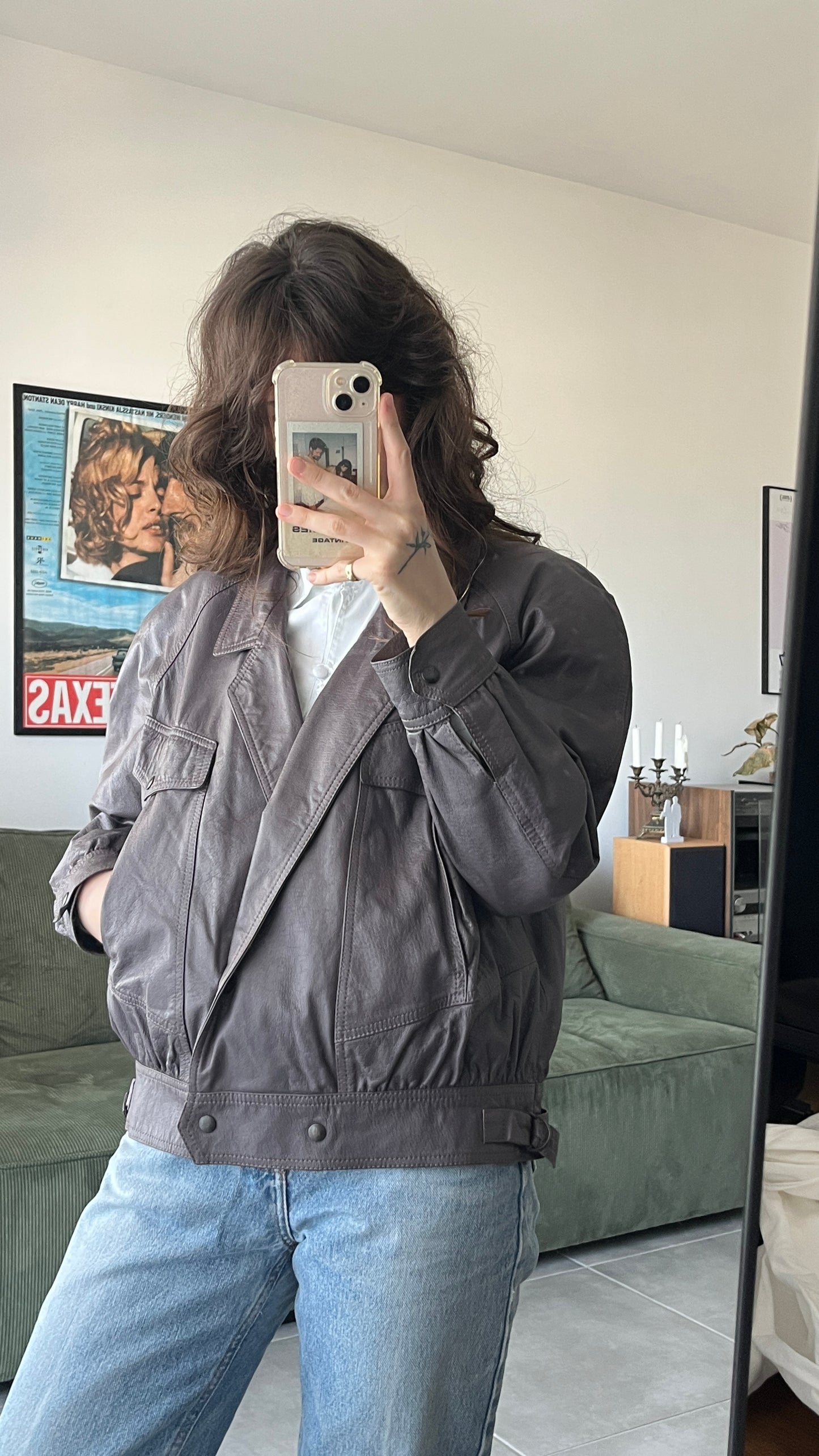 Purple Cropped Leather Coat