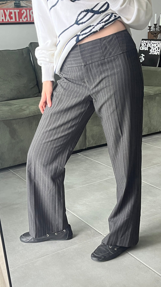 Grey Striped Y2K Pants
