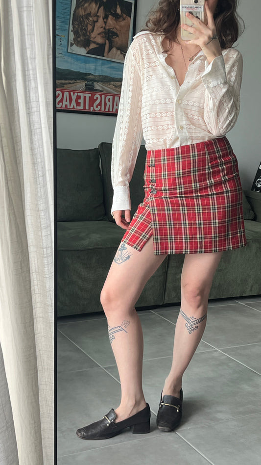 Red Plaid Mini Skirt