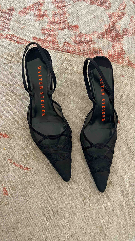 Pointed-Toe Mesh High Heels