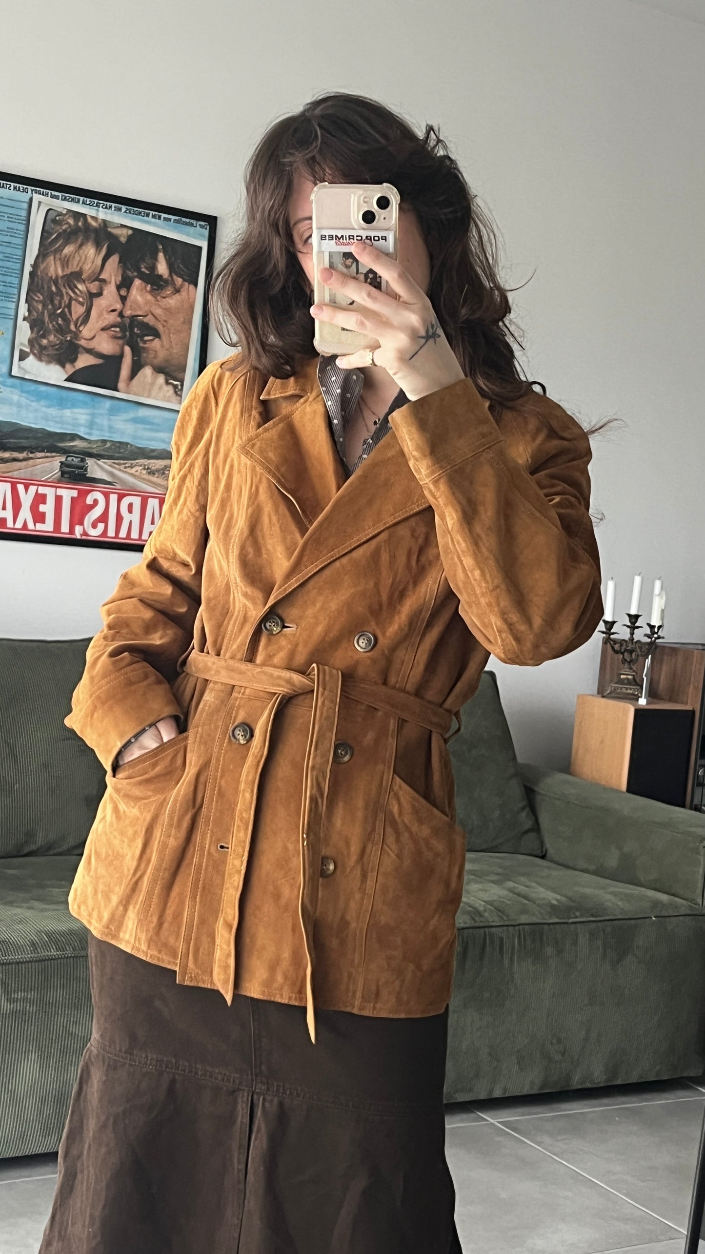Suede Coat with Belt