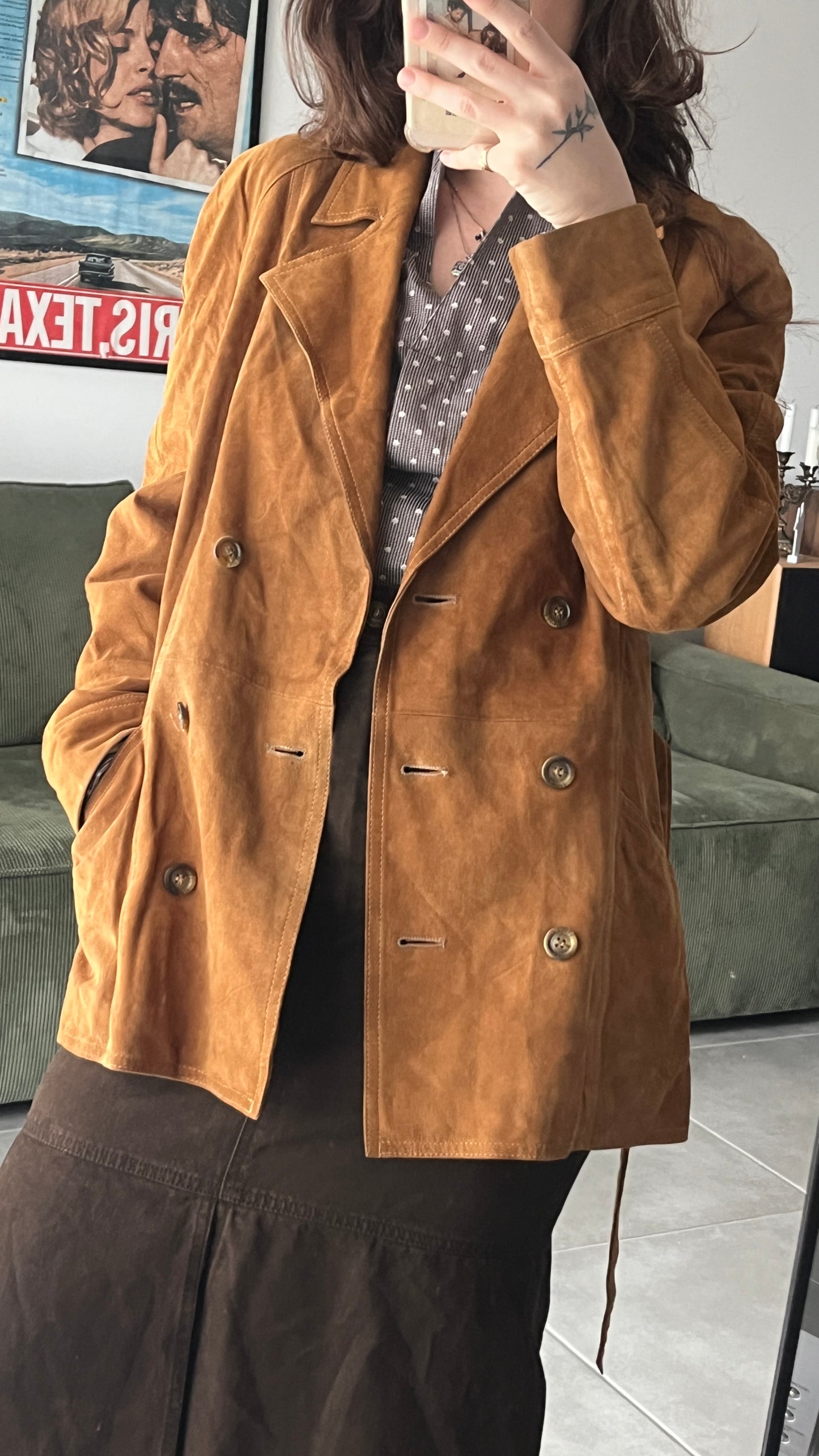 Suede Coat with Belt