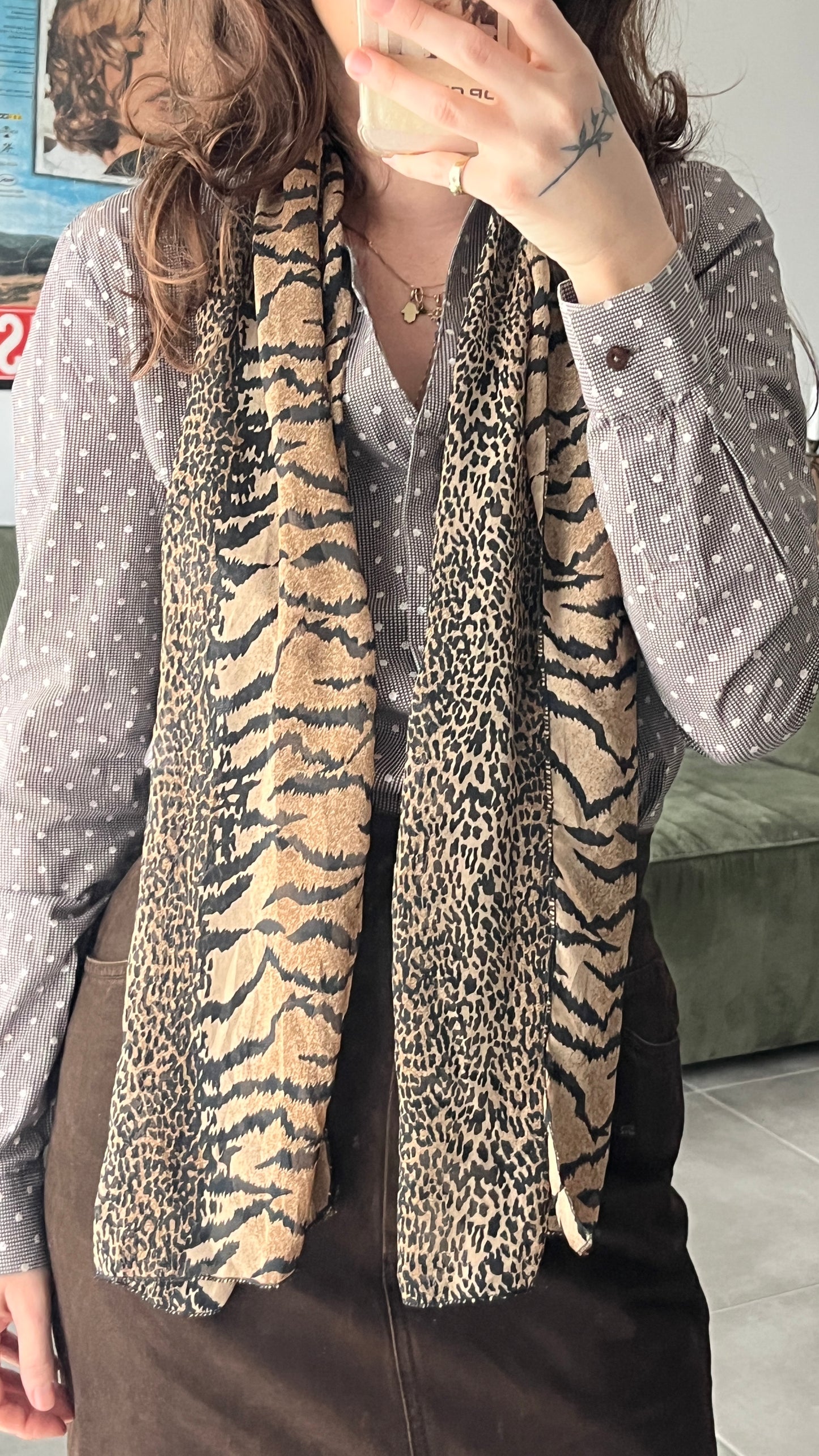 Straight Leopard Chiffon Scarf