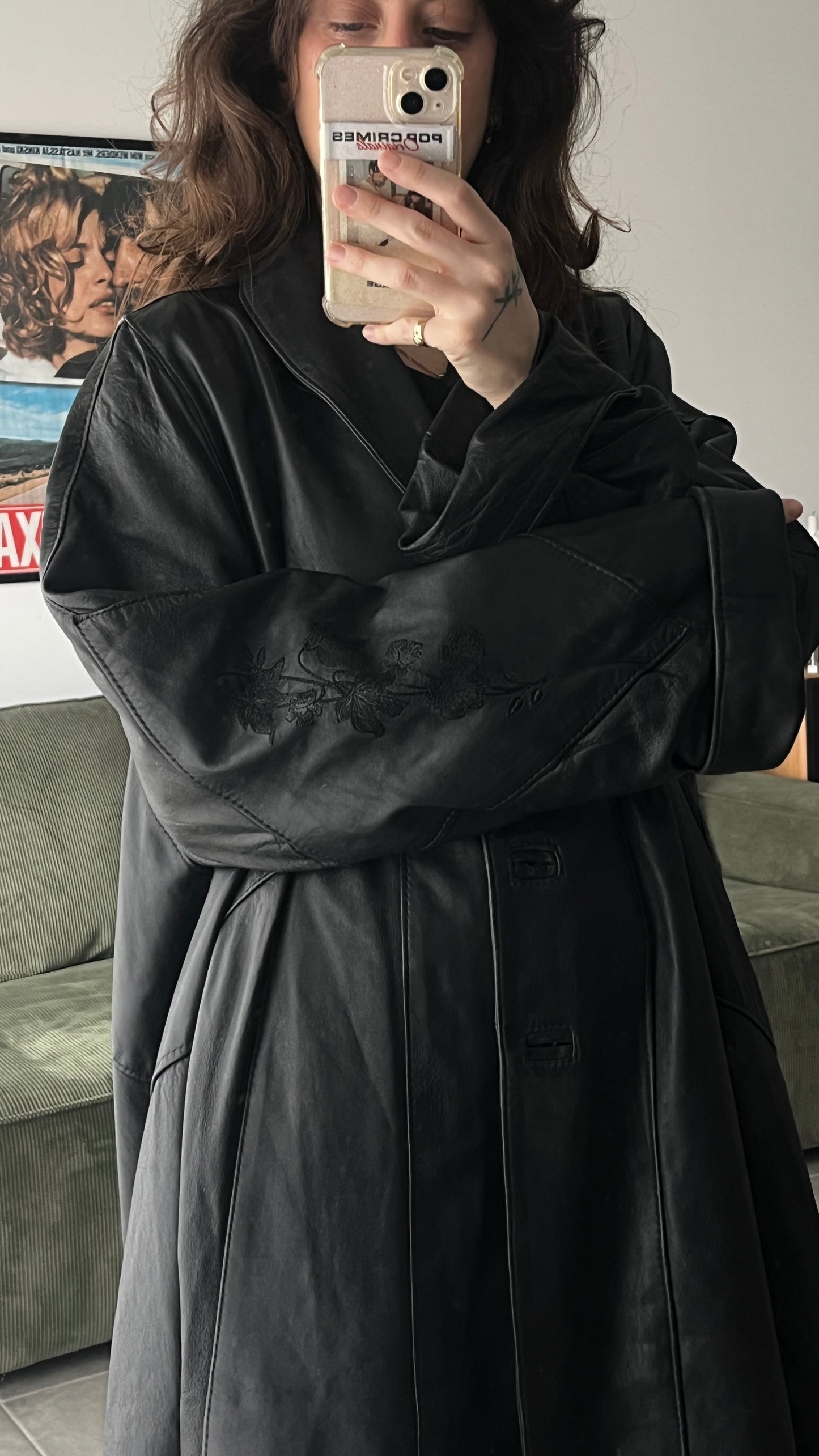 Embroidered Maxi Leather Coat - Artisan Piece