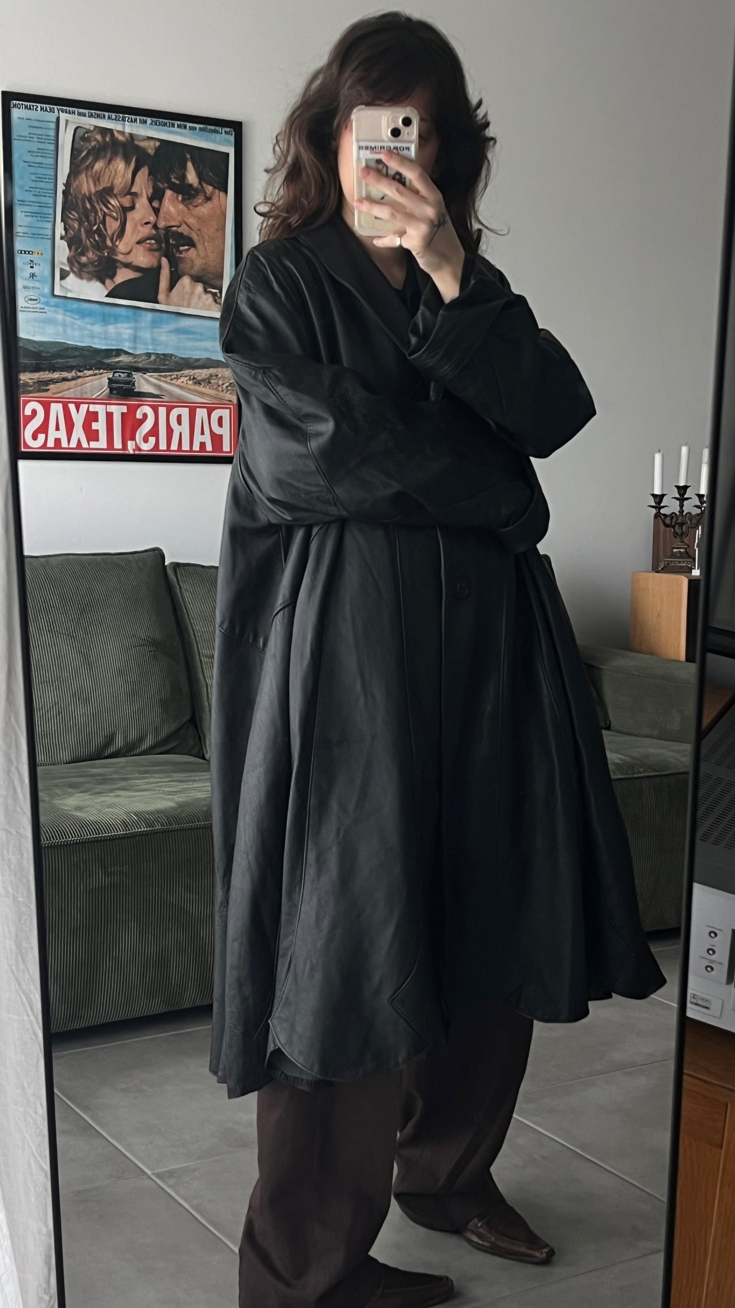 Embroidered Maxi Leather Coat - Artisan Piece