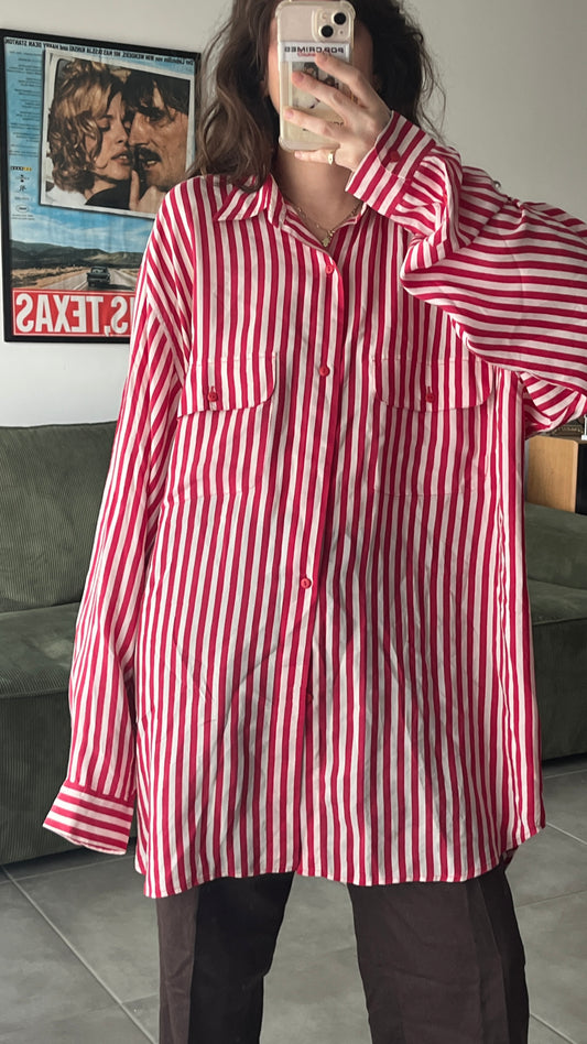 Striped Silk Button-Down Shirt