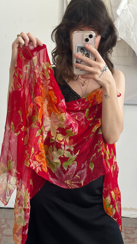 Floral Chiffon Scarf