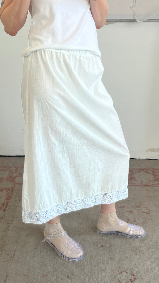 Handmade Midi Cotton Skirt with Crochet Hem