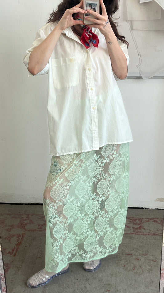 Handmade Green Lace Maxi Skirt