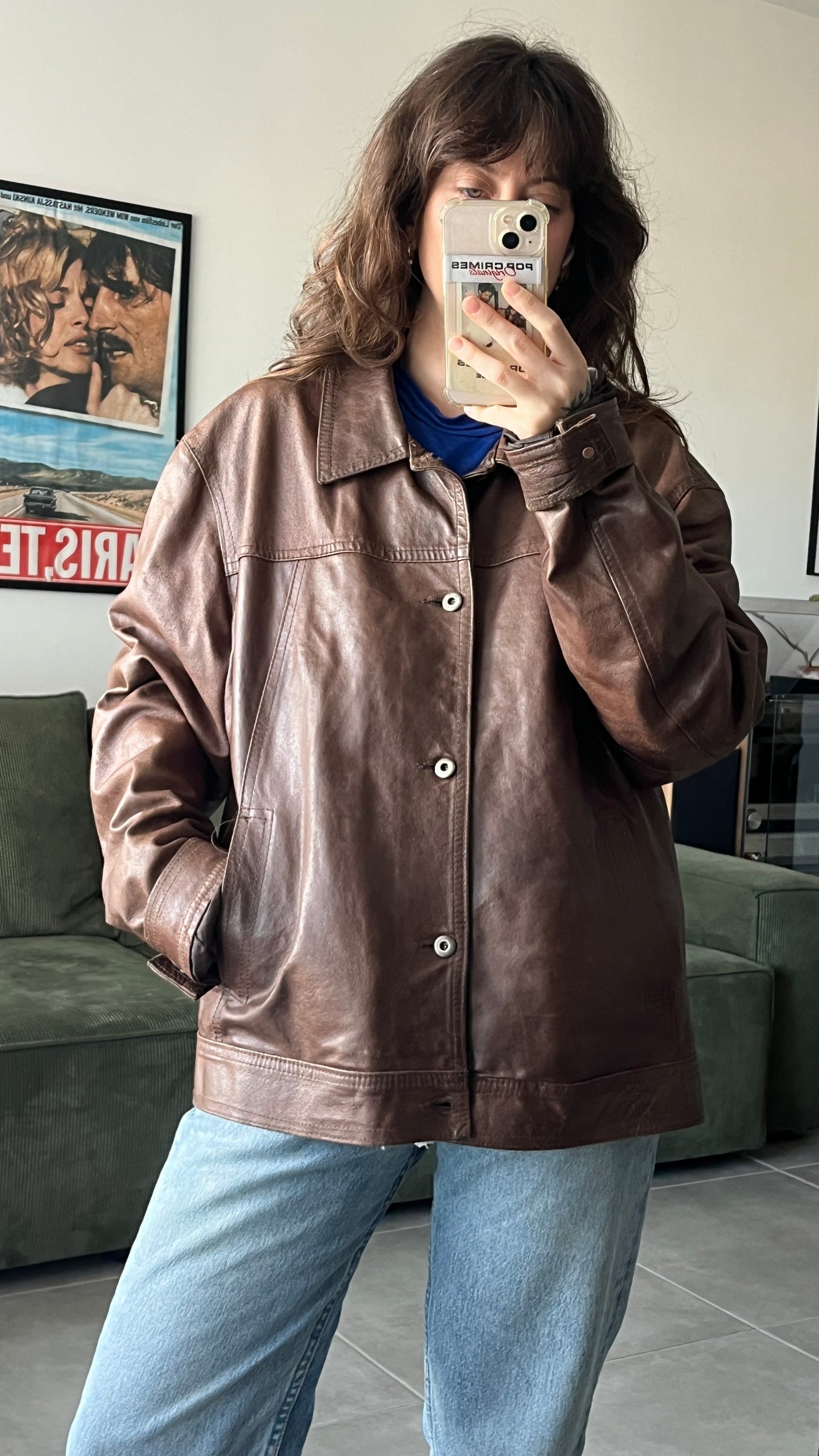 90s Men’s Brown Leather Coat