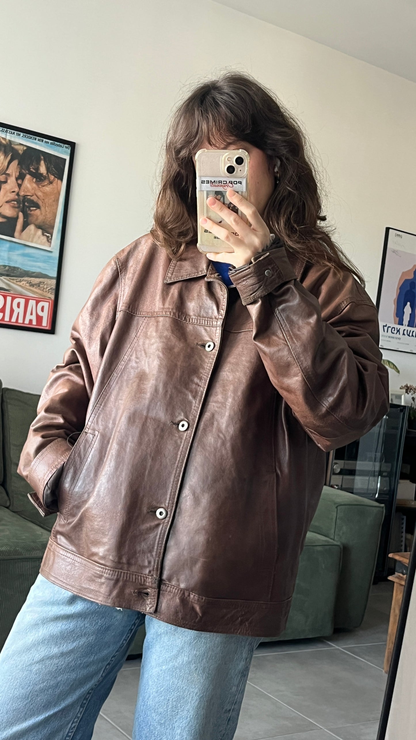 90s Men’s Brown Leather Coat