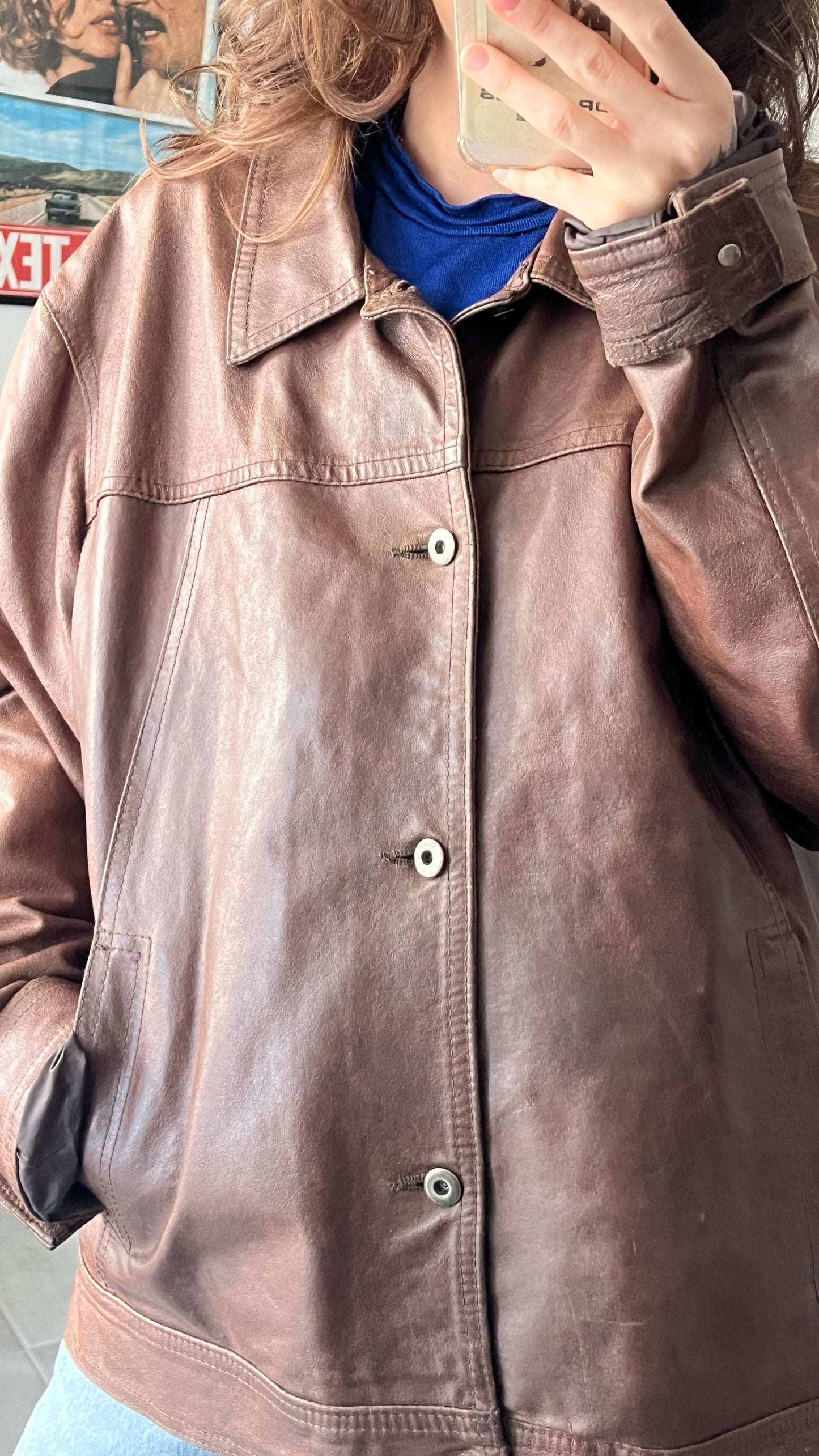 90s Men’s Brown Leather Coat