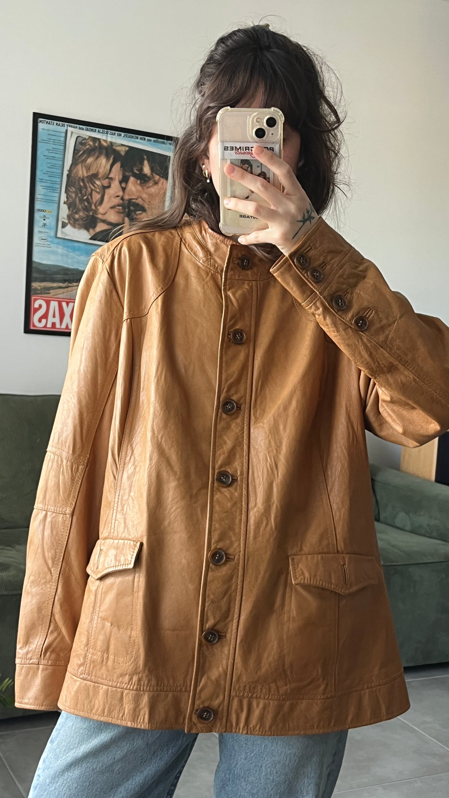 Lightweight Leather Jacket with Mandarin Collar