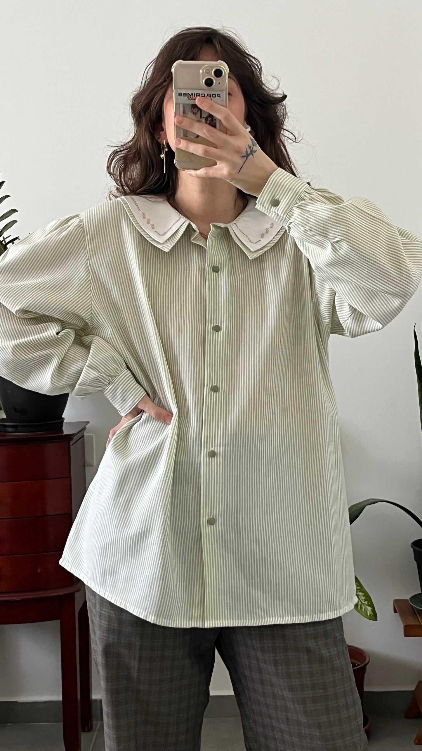 Striped Blouse with Peter Pan Collar