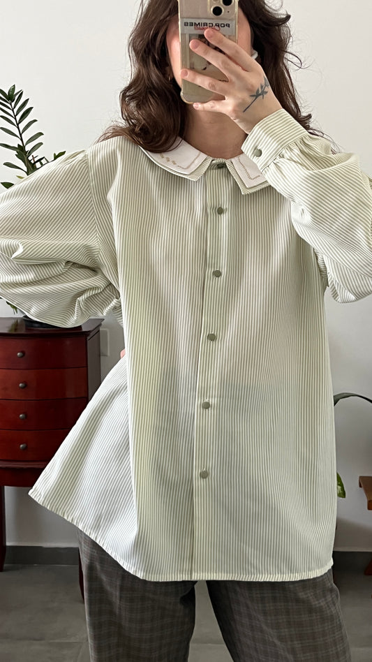 Striped Blouse with Peter Pan Collar
