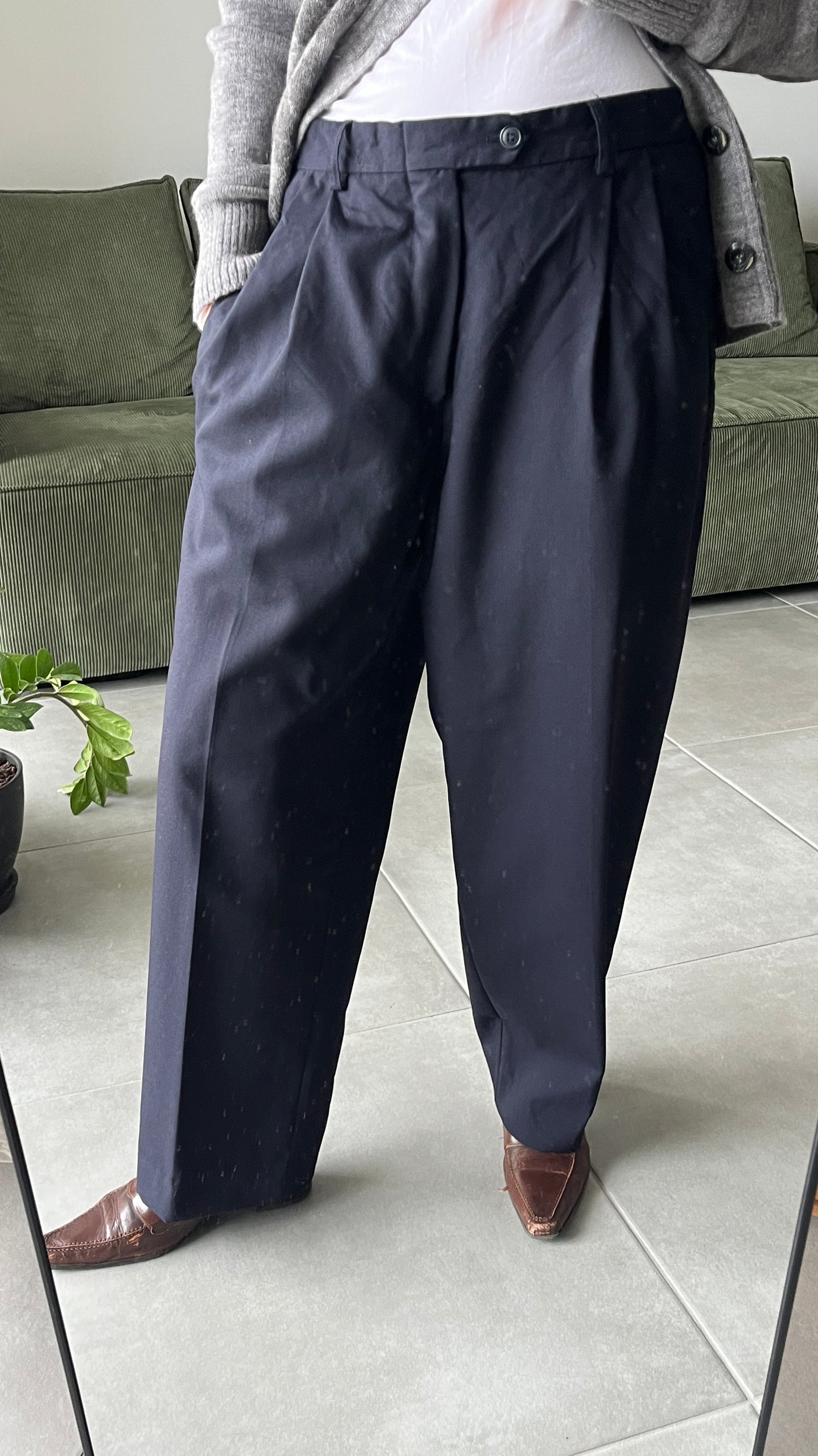 Dark Blue Tailored Trousers