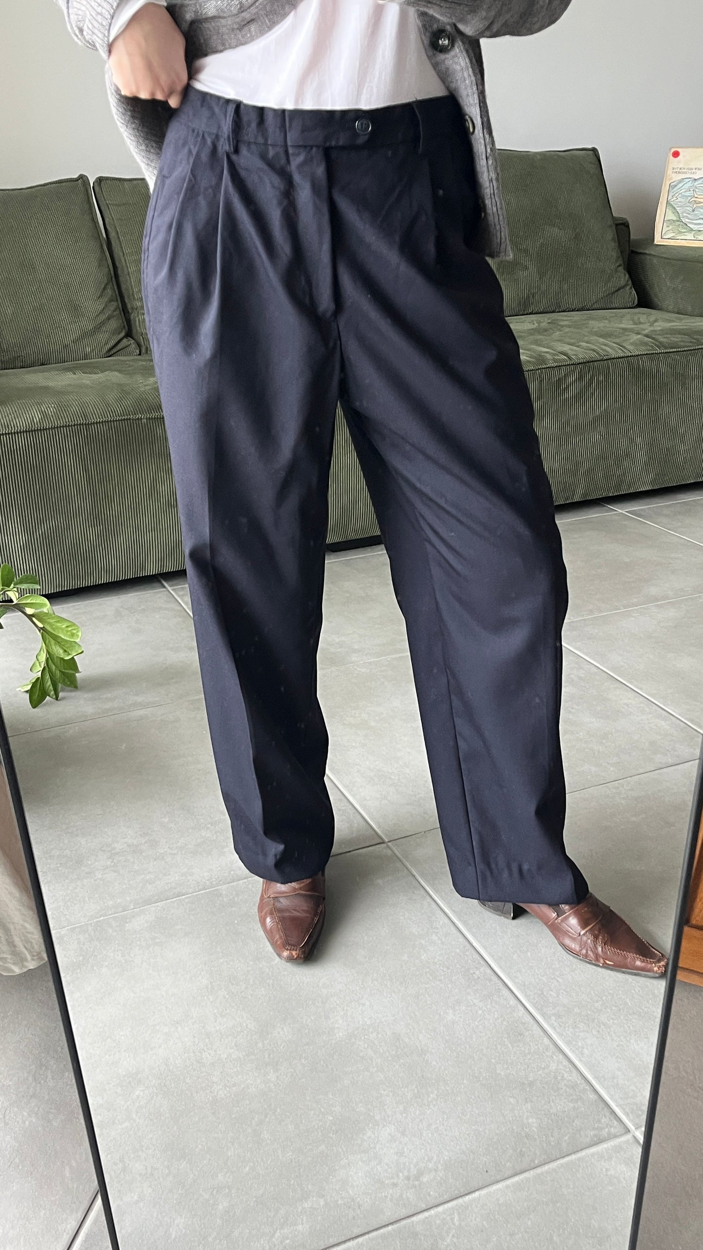 Dark Blue Tailored Trousers