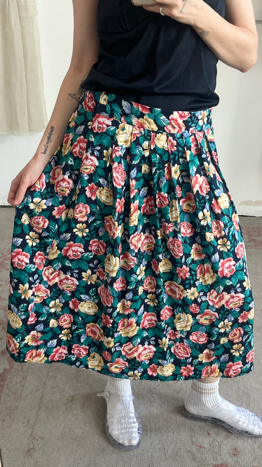 Pleated Floral Skirt