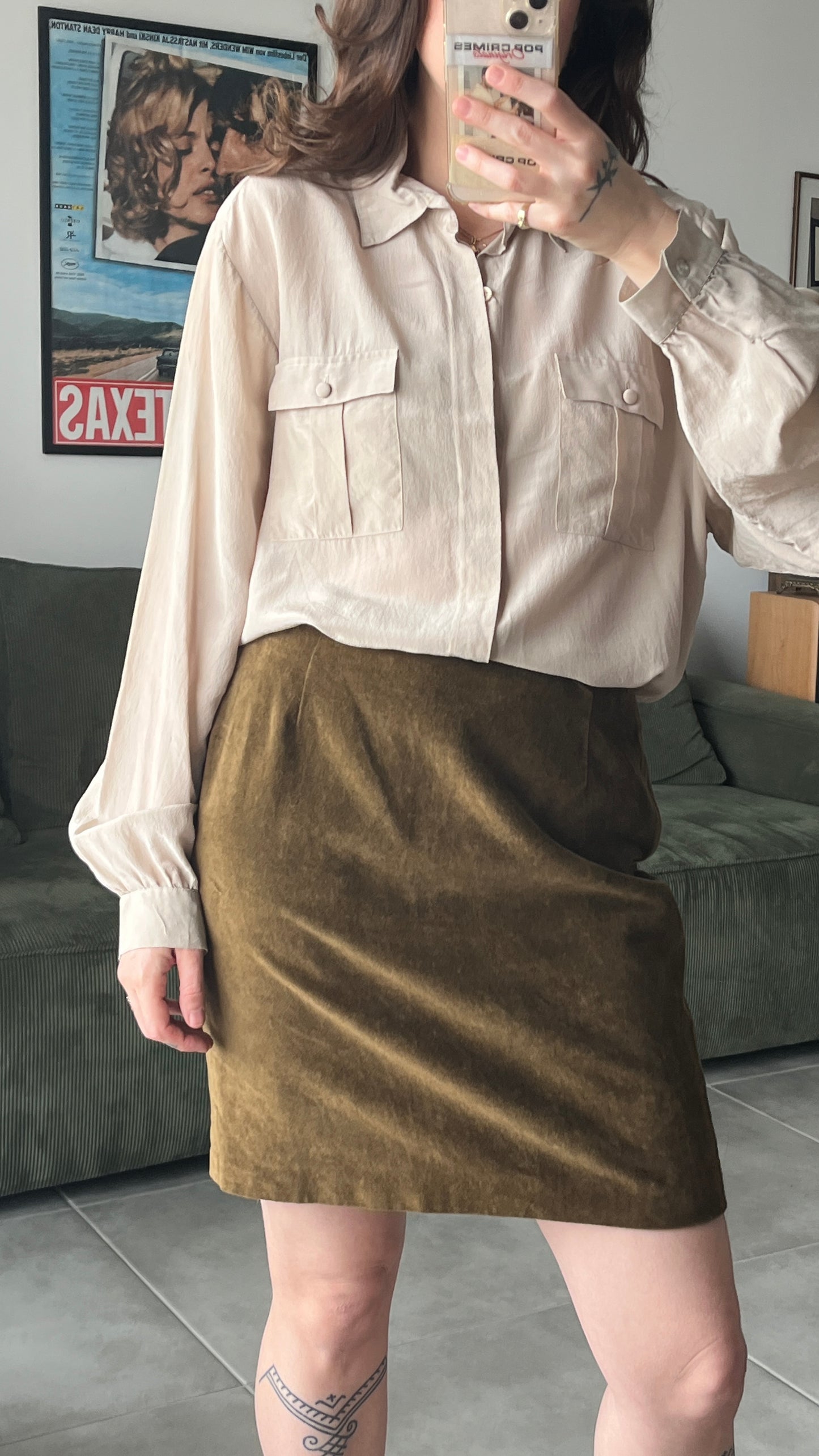 Brown Velvet Mini Skirt