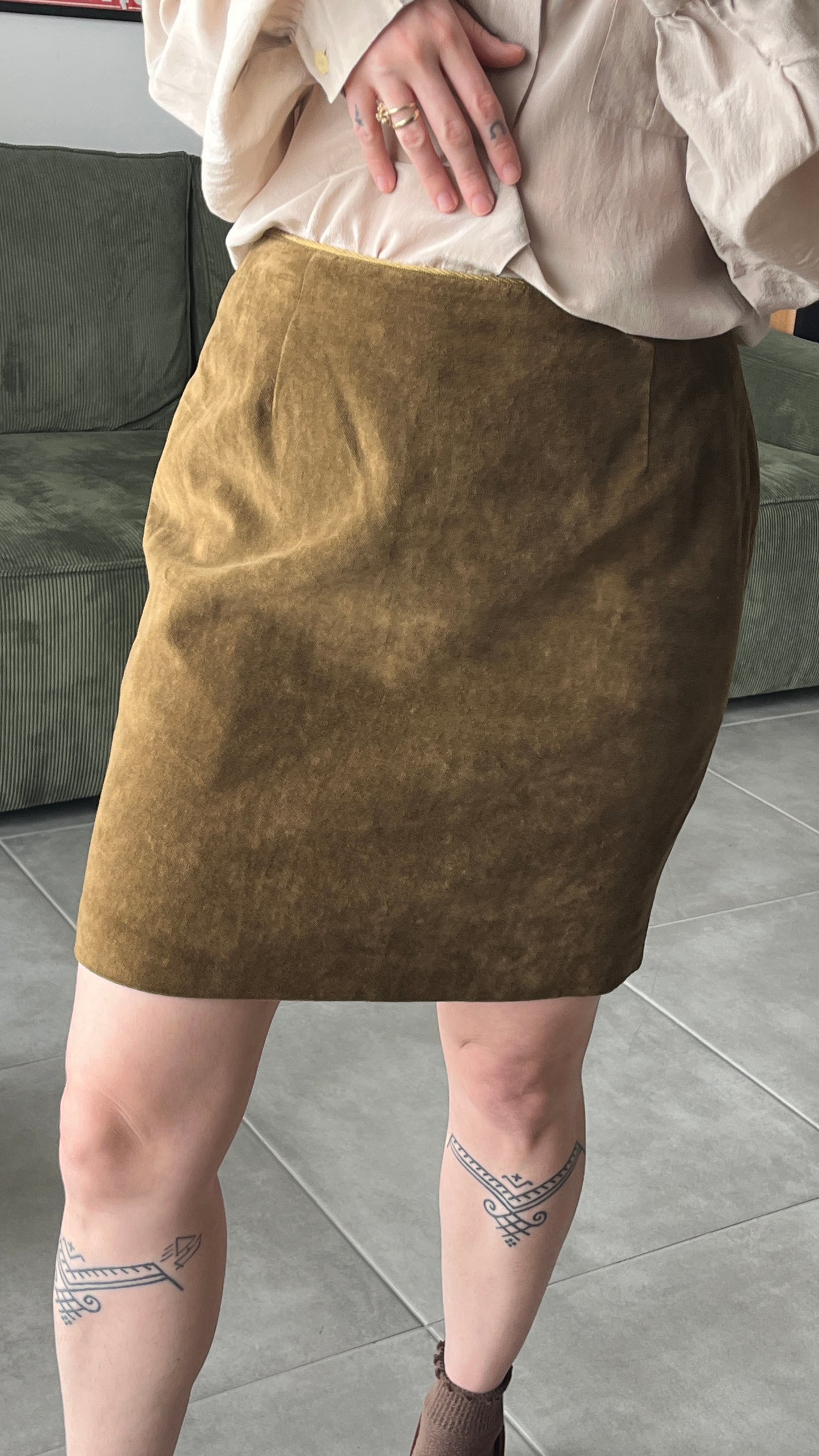 Brown Velvet Mini Skirt