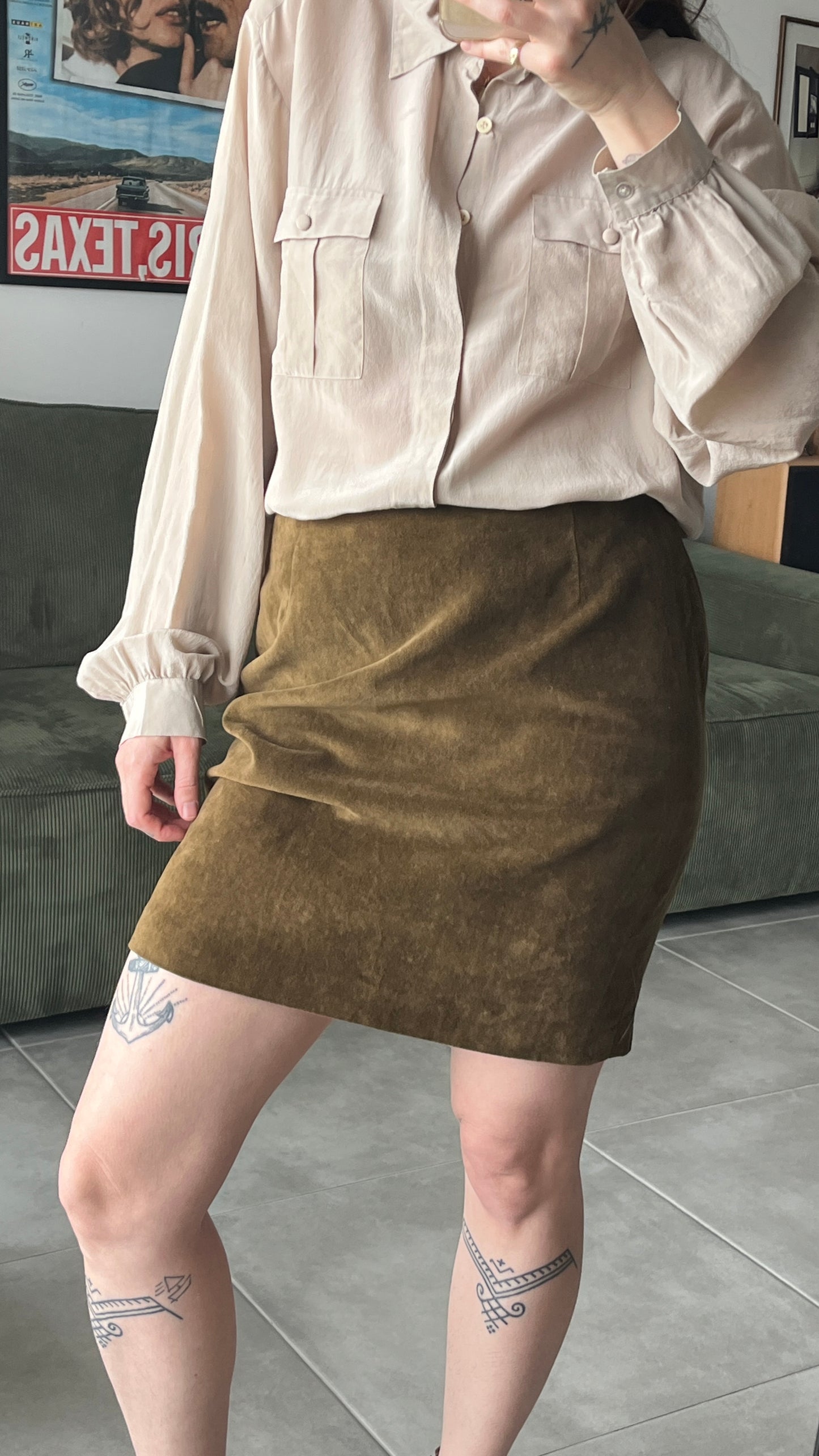 Brown Velvet Mini Skirt