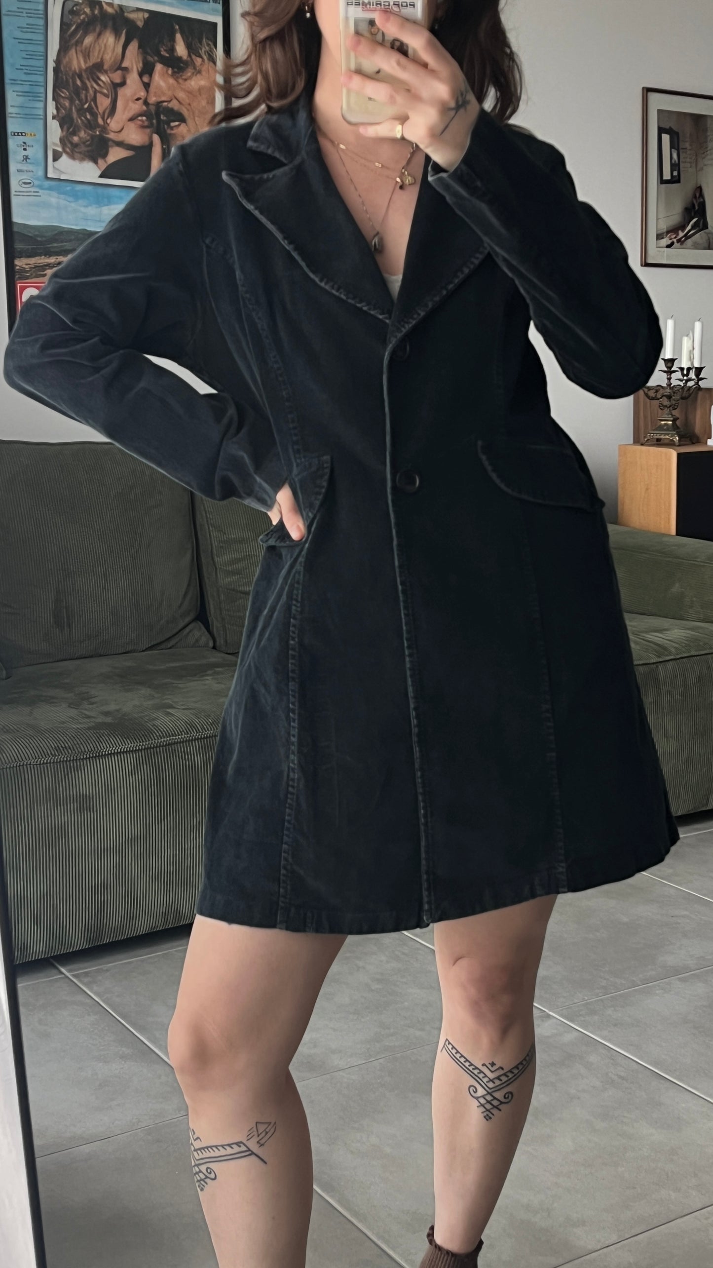 Black Midi Corduroy Jacket