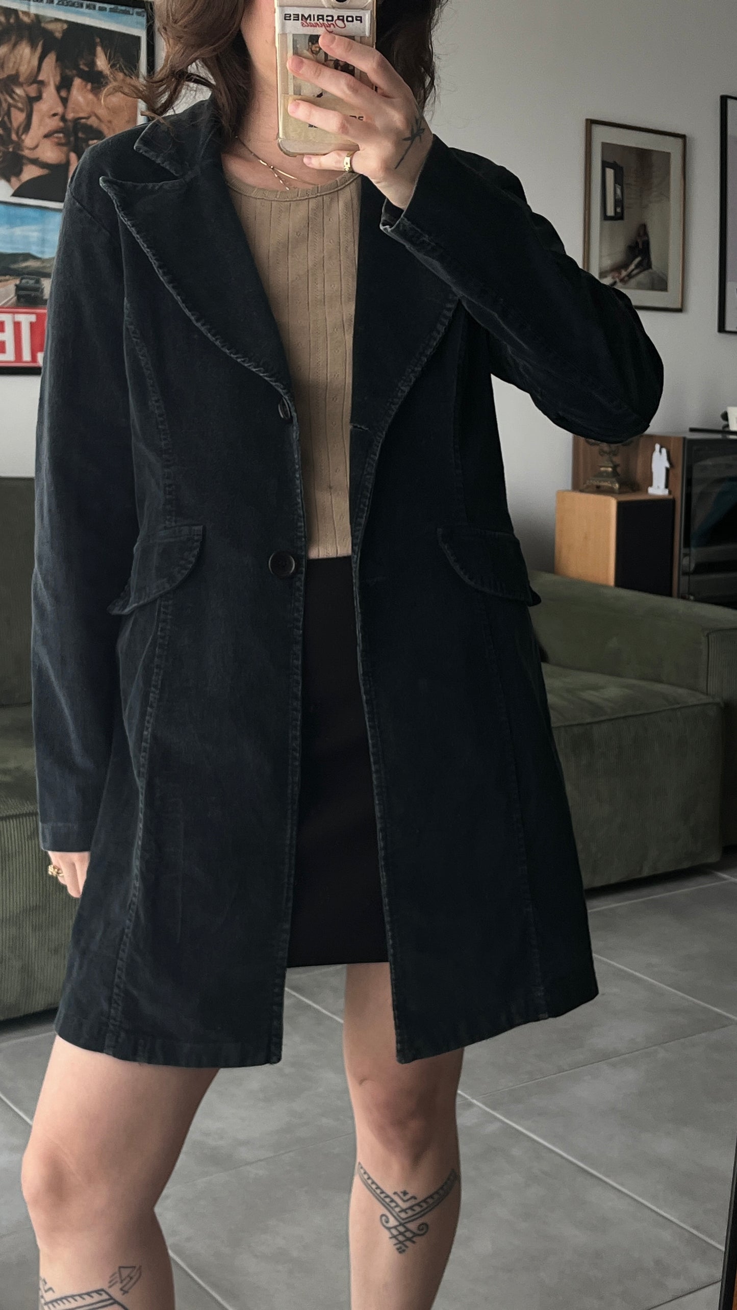 Black Midi Corduroy Jacket