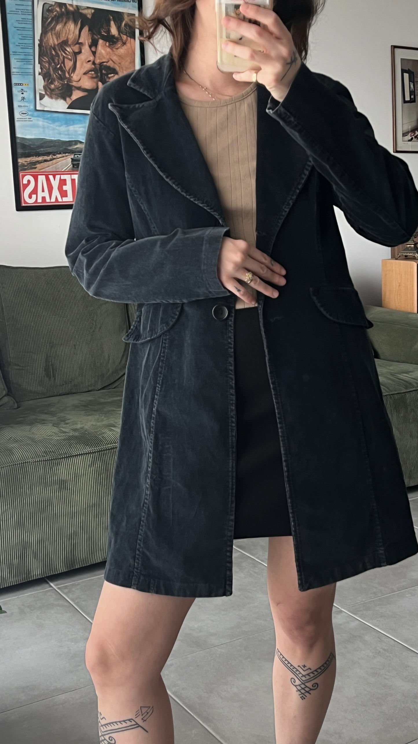 Black Midi Corduroy Jacket